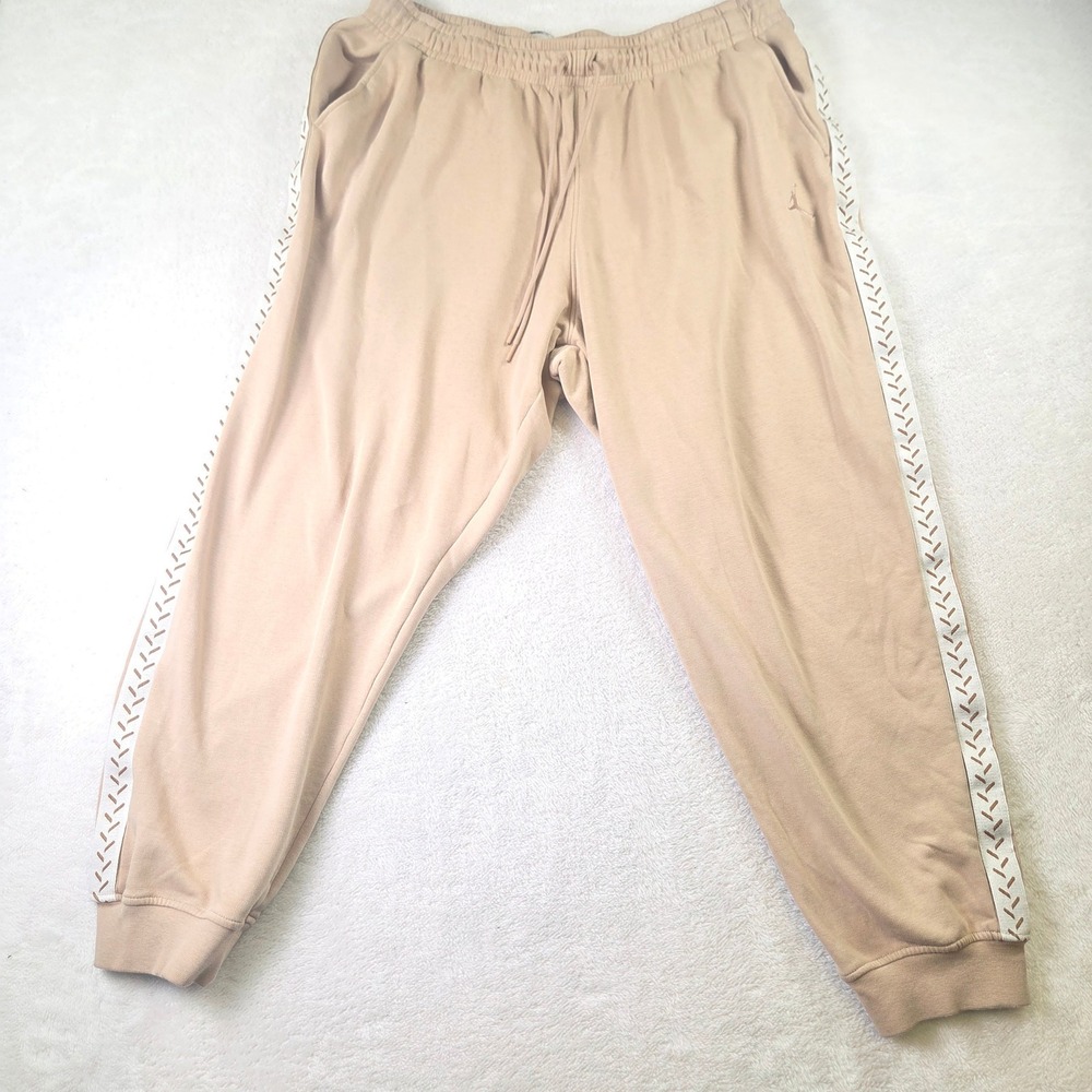 Jordan Mens XXL Tan Beige Fleece Joggers Jumpman Side Tape Sweatpants 2163